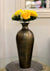 Golden Hammered Metal Flower Single Vase For Home , Office , Living Room Corner Decor