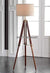 Designer's Cherry Finish Wood Adjustable Tripod Floor Lamp Stand