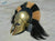 Classic Greek Corinthian Helmet with Long Black and White Plume