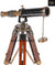 18" Brown Brass & Wood Antique Telescope with Tripod Stand