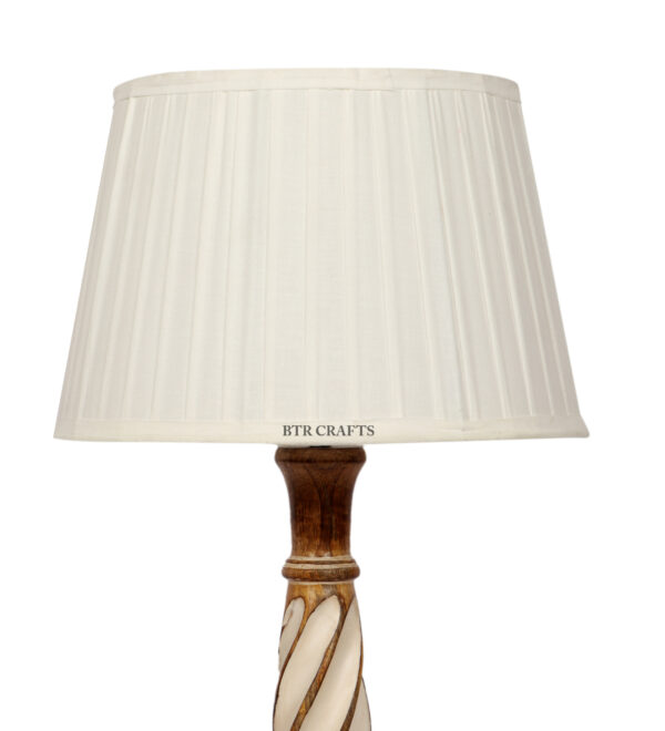 BTR CRAFTS Twister Wooden Tapper White Table Lamp (Bulb Not Included) - Image 6