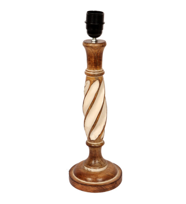 BTR CRAFTS Twister Wooden Tapper White Table Lamp (Bulb Not Included) - Image 7