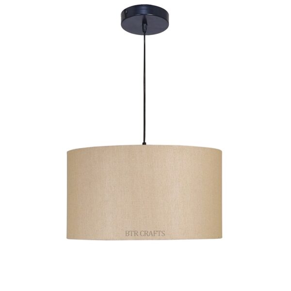 14 Inches Pendant/Hanging Ceiling Light Fixture, Premium Jute Drum Shade for Bedroom, Kitchen, Living Room, Dining Table, Lobby, Kitchen, Black/Silver Canopy - Image 5