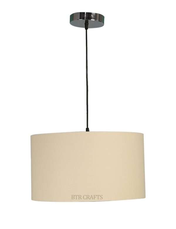 18 Inches Pendant/Hanging Ceiling Light Fixture, Cream Drum Shade, for Bedroom, Kitchen, Living Room, Dining Table, Lobby, Kitchen, Silver/Black Canopy - Image 5