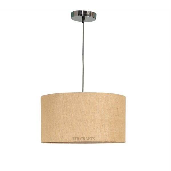18 Inches Pendant/Hanging Ceiling Light Fixture, Natural Jute Drum Shade, for Bedroom, Kitchen, Living Room, Dining Table, Lobby, Kitchen, Silver/Black Canopy - Image 5