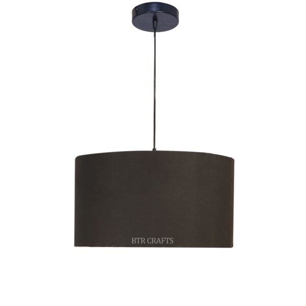 18 Inches Pendant/Hanging Ceiling Light Fixture, Black Drum Shade for Bedroom, Kitchen, Living Room, Dining Table, Lobby, Kitchen, Black/Silver Canopy - Image 6