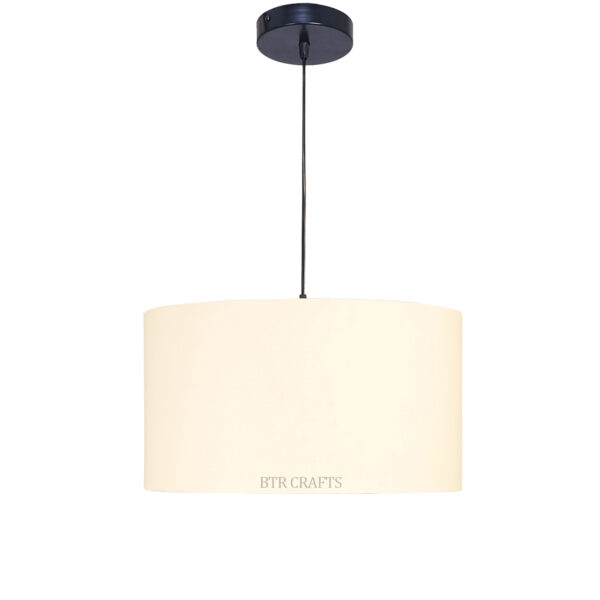 18 Inches Pendant/Hanging Ceiling Light Fixture, Cream Drum Shade, for Bedroom, Kitchen, Living Room, Dining Table, Lobby, Kitchen, Silver/Black Canopy - Image 6