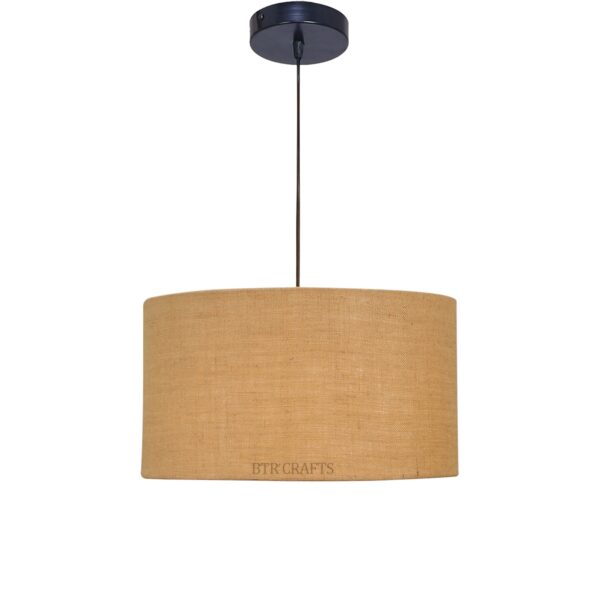 18 Inches Pendant/Hanging Ceiling Light Fixture, Natural Jute Drum Shade, for Bedroom, Kitchen, Living Room, Dining Table, Lobby, Kitchen, Silver/Black Canopy - Image 6