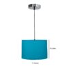 12 Inches Pendant/Hanging Ceiling Light Fixture, Teal Drum Shade, for Bedroom, Kitchen, Living Room, Dining Table, Lobby, Kitchen, Silver/Black Canopy - Image 3