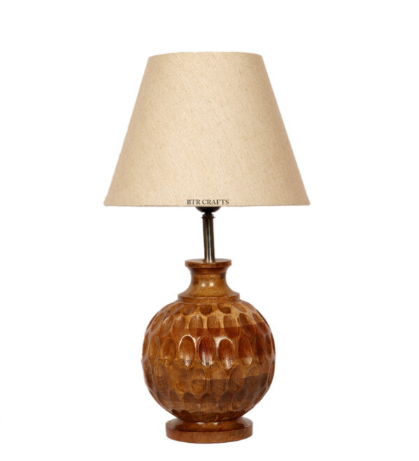 Natural Wood Matki Table Lamp Suitable For Bedroom Office And Living Room, Pack Of 1(Complete Set) - Image 4