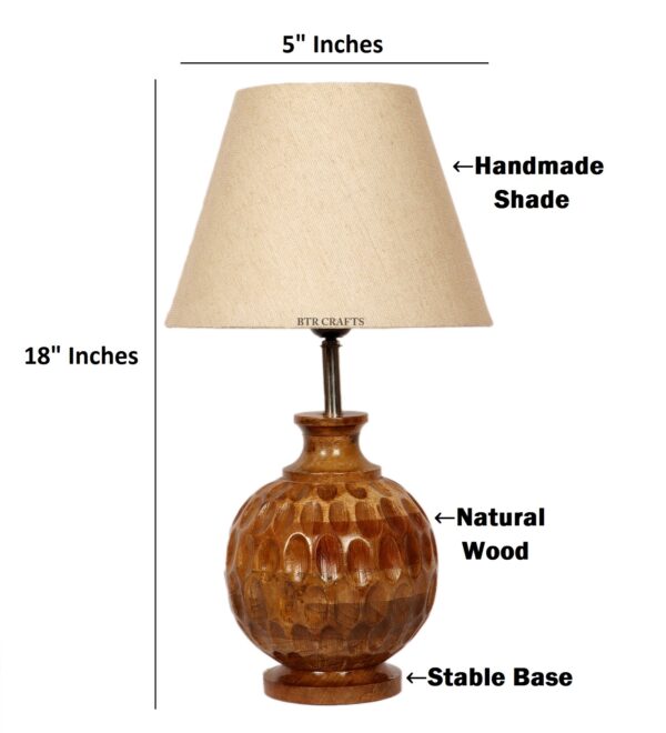 Natural Wood Matki Table Lamp Suitable For Bedroom Office And Living Room, Pack Of 1(Complete Set) - Image 3