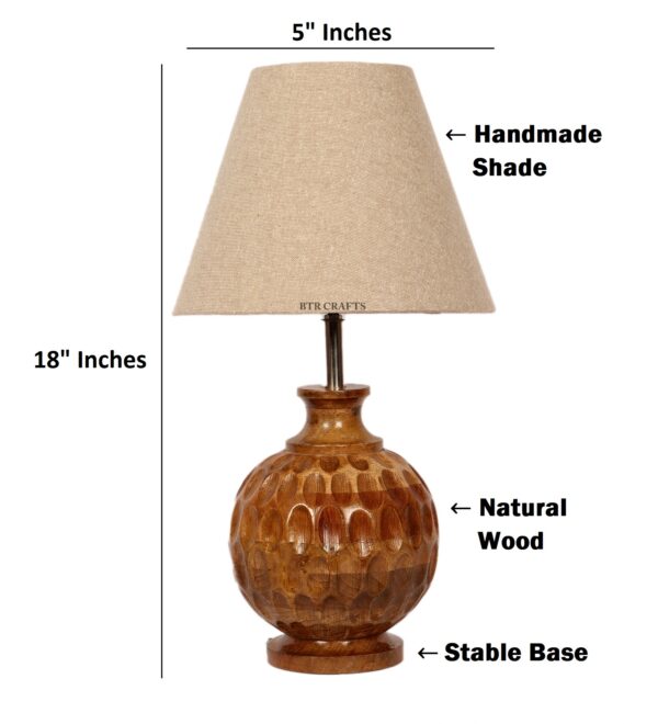 Natural Wood Matki Table Lamp Suitable For Bedroom Office And Living Room, Pack Of 1(Complete Set) - Image 3
