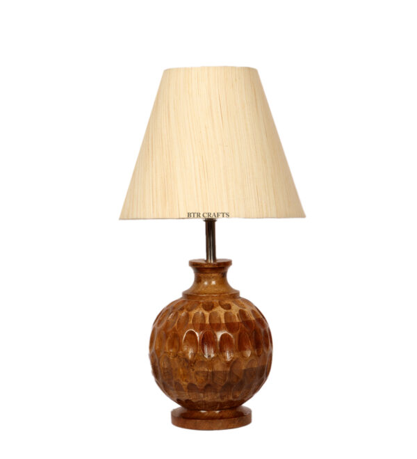 Natural Wood Matki Table Lamp Suitable For Bedroom Office And Living Room, Pack Of 1(Complete Set) - Image 4