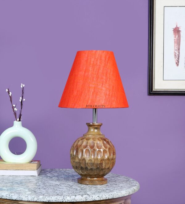 Natural Wood Matki Table Lamp Suitable For Bedroom Office And Living Room, Pack Of 1(Complete Set) - Image 2