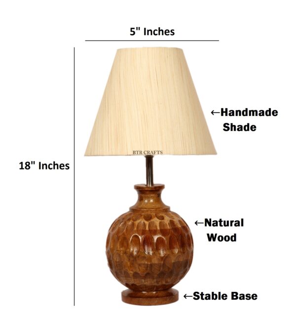 Natural Wood Matki Table Lamp Suitable For Bedroom Office And Living Room, Pack Of 1(Complete Set) - Image 3