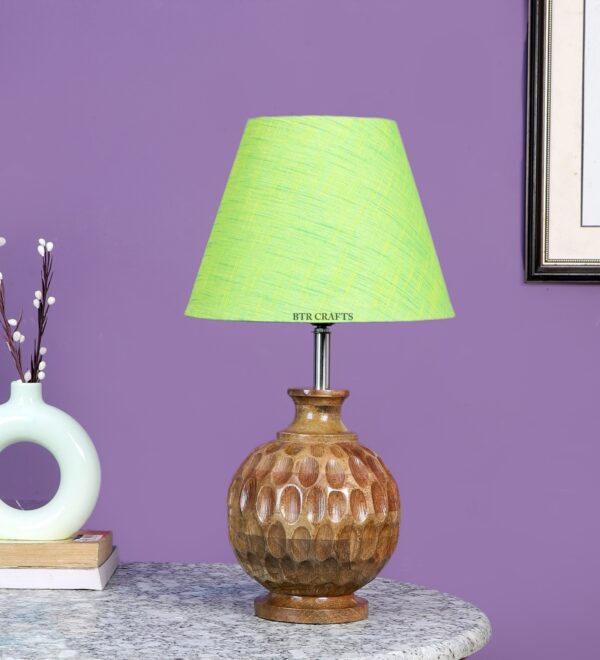 Natural Wood Matki Table Lamp Suitable For Bedroom Office And Living Room, Pack Of 1(Complete Set) - Image 2