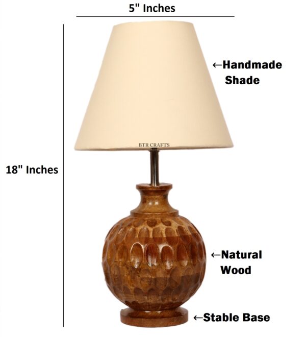 Natural Wood Matki Table Lamp Suitable For Bedroom Office And Living Room, Pack Of 1(Complete Set) - Image 3