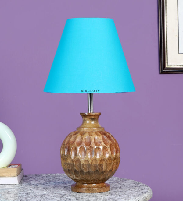 Natural Wood Matki Table Lamp Suitable For Bedroom Office And Living Room, Pack Of 1(Complete Set) - Image 2