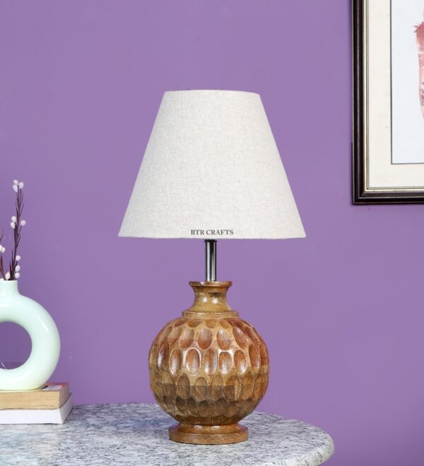Natural Wood Matki Table Lamp Suitable For Bedroom Office And Living Room, Pack Of 1(Complete Set) - Image 2