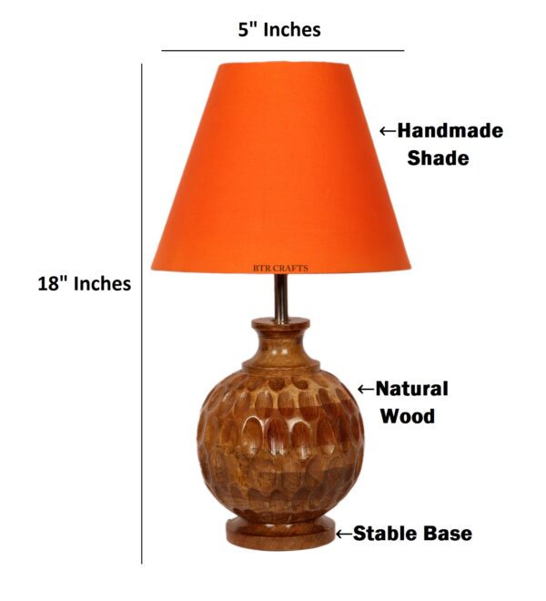 Natural Wood Matki Table Lamp Suitable For Bedroom Office And Living Room, Pack Of 1(Complete Set) - Image 3