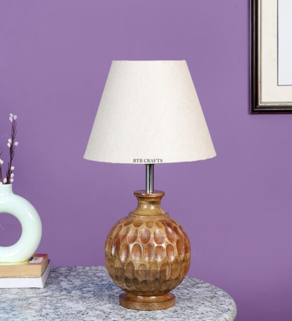 Natural Wood Matki Table Lamp Suitable For Bedroom Office And Living Room, Pack Of 1(Complete Set) - Image 2
