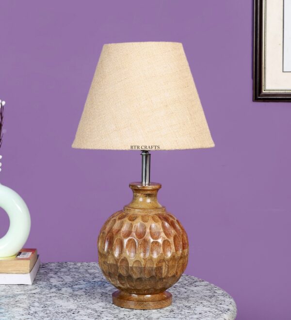Natural Wood Matki Table Lamp Suitable For Bedroom Office And Living Room, Pack Of 1(Complete Set) - Image 2