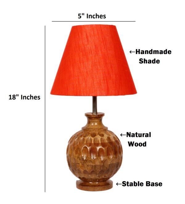 Natural Wood Matki Table Lamp Suitable For Bedroom Office And Living Room, Pack Of 1(Complete Set) - Image 3