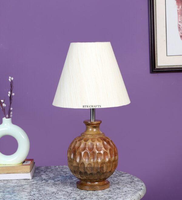 Natural Wood Matki Table Lamp Suitable For Bedroom Office And Living Room, Pack Of 1(Complete Set) - Image 2