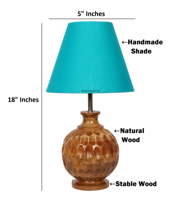 Natural Wood Matki Table Lamp Suitable For Bedroom Office And Living Room, Pack Of 1(Complete Set) - Image 3
