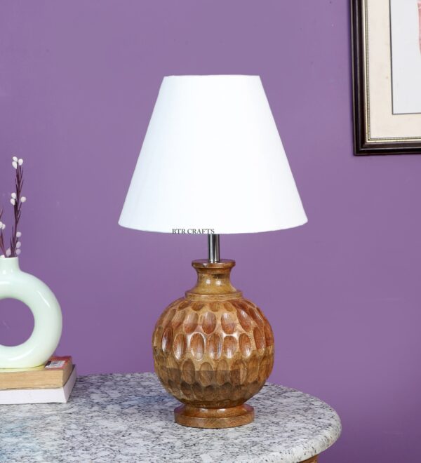 Natural Wood Matki Table Lamp Suitable For Bedroom Office And Living Room, Pack Of 1(Complete Set) - Image 2