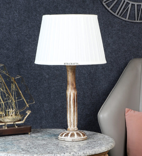 Vintage Wooden Table Lamp Suitable For Bedroom Office And Living Room, Pack Of 1(Complete Set) - Image 2