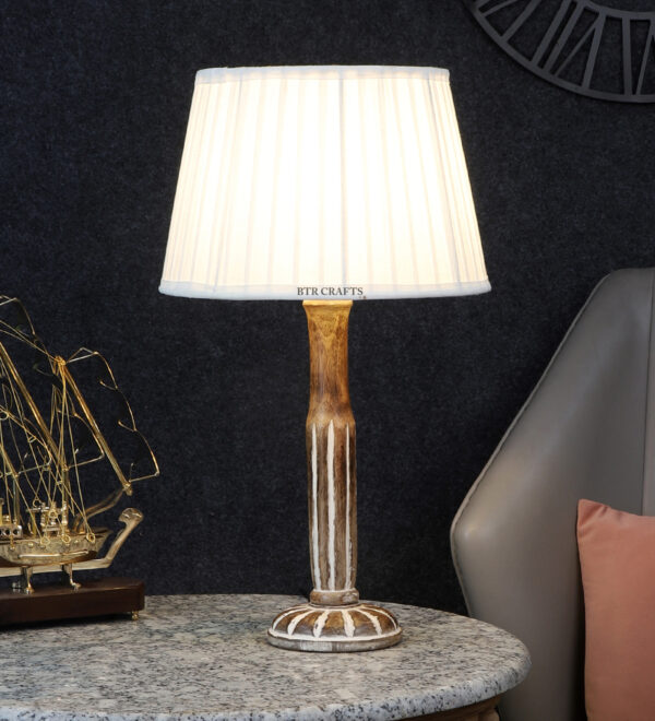 Vintage Wooden Table Lamp Suitable For Bedroom Office And Living Room, Pack Of 1(Complete Set) - Image 3
