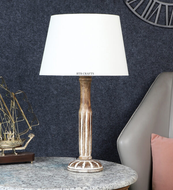 Vintage Wooden Table Lamp Suitable For Bedroom Office And Living Room, Pack Of 1(Complete Set) - Image 2