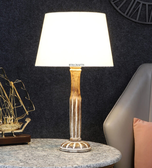 Vintage Wooden Table Lamp Suitable For Bedroom Office And Living Room, Pack Of 1(Complete Set) - Image 3