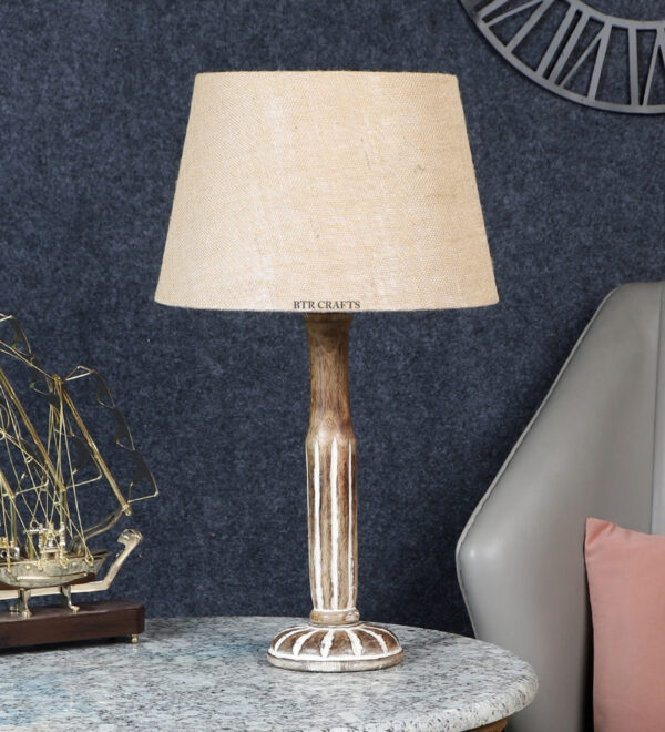 Vintage Wooden Table Lamp Suitable For Bedroom Office And Living Room, Pack Of 1(Complete Set) - Image 2