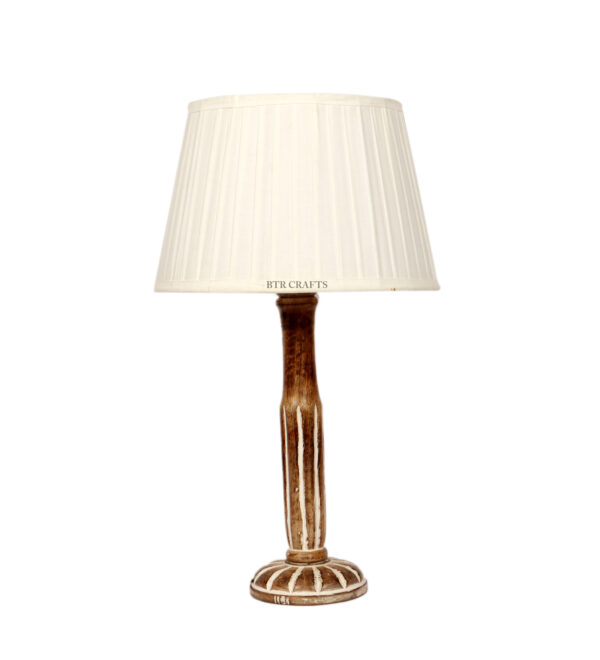 Vintage Wooden Table Lamp Suitable For Bedroom Office And Living Room, Pack Of 1(Complete Set) - Image 4