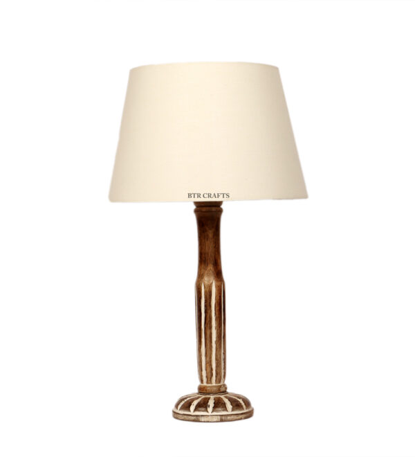 Vintage Wooden Table Lamp Suitable For Bedroom Office And Living Room, Pack Of 1(Complete Set) - Image 4