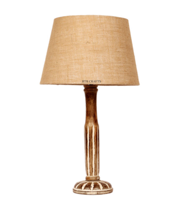 Vintage Wooden Table Lamp Suitable For Bedroom Office And Living Room, Pack Of 1(Complete Set) - Image 4