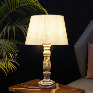 Retro Wooden Table Lamp Suitable For Bedroom Office And Living Room, Pack Of 1(Complete Set)