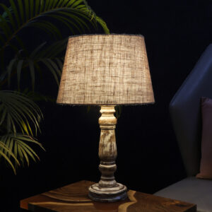 Retro Wooden Table Lamp Suitable For Bedroom Office And Living Room, Pack Of 1(Complete Set)