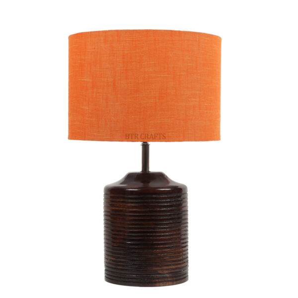 Dark Brown Heavy Matki Wooden Table Lamp Suitable For Bedroom Office And Living Room, Pack Of 1(Complete Set) - Image 3