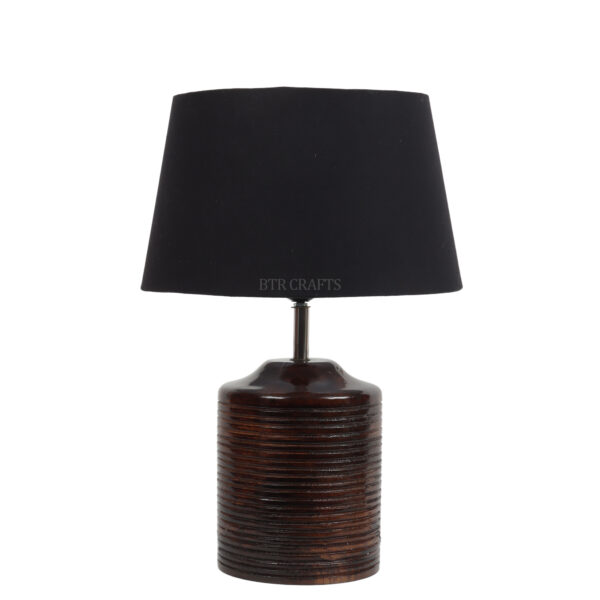 Dark Brown Heavy Matki Wooden Table Lamp Suitable For Bedroom Office And Living Room, Pack Of 1(Complete Set) - Image 3