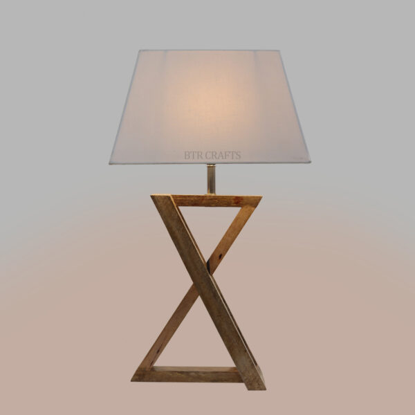 Natural Wood X-Cross Table Lamp Suitable For Bedroom Office And Living Room, Pack Of 1(Complete Set) - Image 4