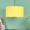 16 Inches Pendant/Hanging Ceiling Light Fixture, Dark Yellow Drum Shade, for Bedroom, Kitchen, Living Room, Dining Table, Lobby, Kitchen, Silver/Black Canopy - Image 3