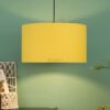 16 Inches Pendant/Hanging Ceiling Light Fixture, Dark Yellow Drum Shade, for Bedroom, Kitchen, Living Room, Dining Table, Lobby, Kitchen, Silver/Black Canopy - Image 2