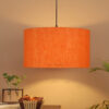16 Inches Pendant/Hanging Ceiling Light Fixture, Orange Texture Drum Shade, for Bedroom, Kitchen, Living Room, Dining Table, Lobby, Kitchen, Silver/Black Canopy - Image 2