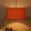16 Inches Pendant/Hanging Ceiling Light Fixture, Orange Texture Drum Shade, for Bedroom, Kitchen, Living Room, Dining Table, Lobby, Kitchen, Silver/Black Canopy