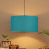 18 Inches Pendant/Hanging Ceiling Light Fixture, Teal Drum Shade, for Bedroom, Kitchen, Living Room, Dining Table, Lobby, Kitchen, Silver/Black Canopy - Image 2