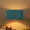 18 Inches Pendant/Hanging Ceiling Light Fixture, Teal Drum Shade, for Bedroom, Kitchen, Living Room, Dining Table, Lobby, Kitchen, Silver/Black Canopy