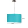 18 Inches Pendant/Hanging Ceiling Light Fixture, Teal Drum Shade, for Bedroom, Kitchen, Living Room, Dining Table, Lobby, Kitchen, Silver/Black Canopy - Image 4